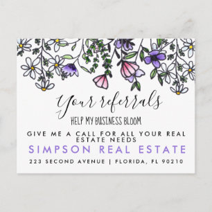 real estate BLOOM referrals Announcement Postcard