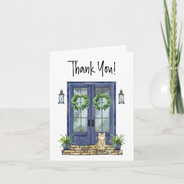 Real Estate Blue Door Client Home Thank You Card (Front)