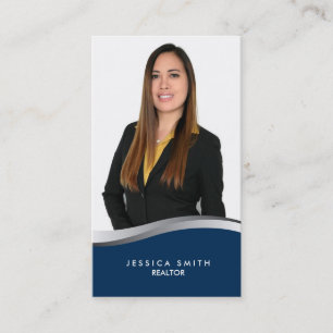 Real Estate Blue w/silver swoosh business card