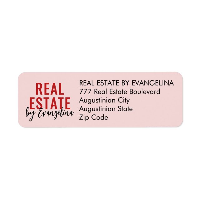 REAL ESTATE Blush Pink Script Photo Realtor Return (Front)