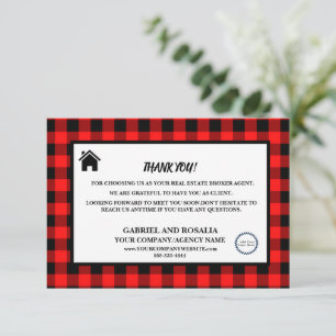Real Estate Broker Agent Business Buffalo Checks   Thank You Card