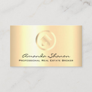Real Estate Broker Agent Modern Black Gold House  Business Card