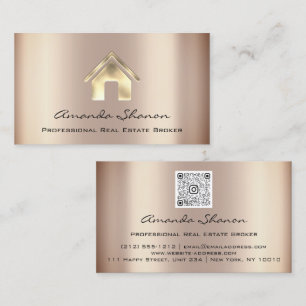 Real Estate Broker Agent Rose QR Code Business Car Business Card