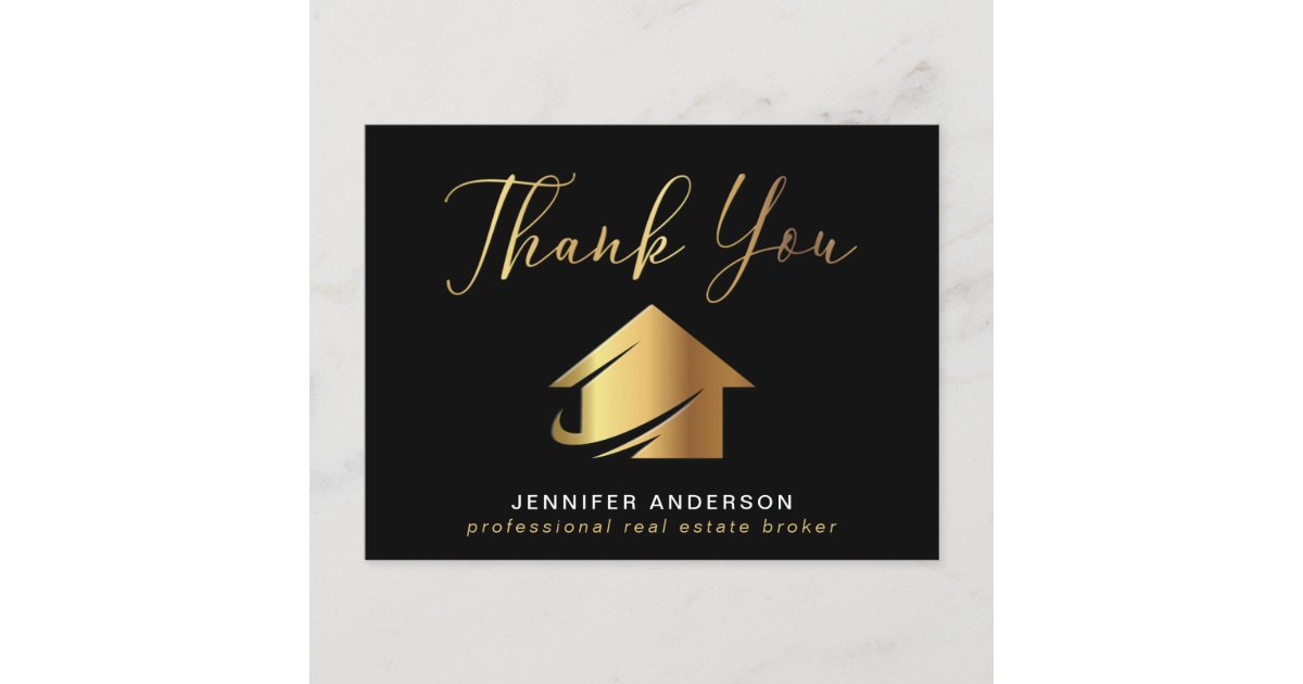 Real Estate Broker Agent Thank You Postcard Zazzle