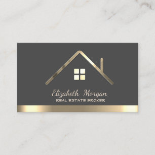 Real Estate Broker House Roof Grey Business Card