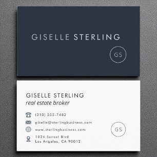 Real Estate Broker Luxury Navy Blue Modern Elegant Business Card