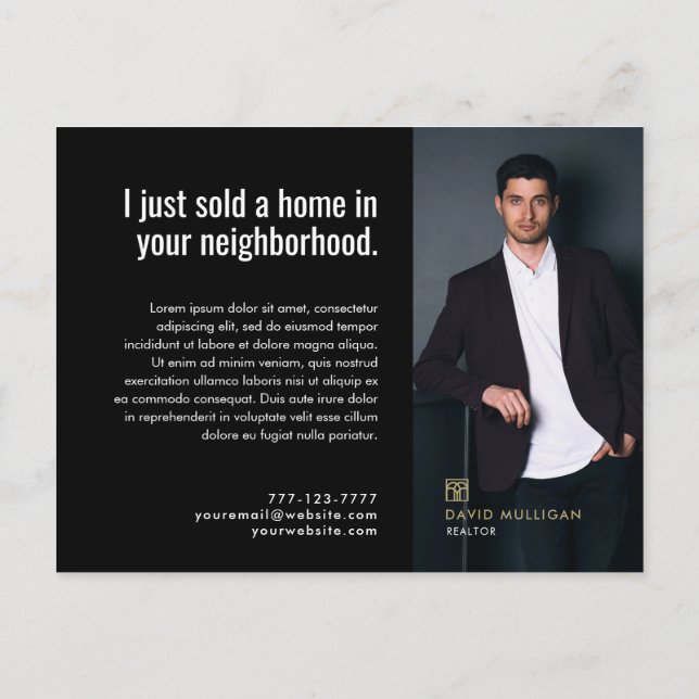 Real Estate Broker Modern Postcard - JUST SOLD (Back)