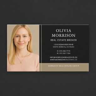 Real Estate Broker Photo Black Gold Business Card