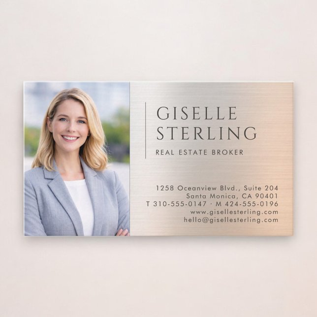 Real Estate Broker Photo Brushed Metal Business Card (Creator Uploaded)