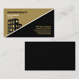 Real Estate Broker Professional Black   Gold Business Card