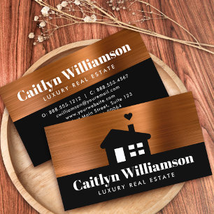 Real Estate Broker Professional Bold House Copper Business Card