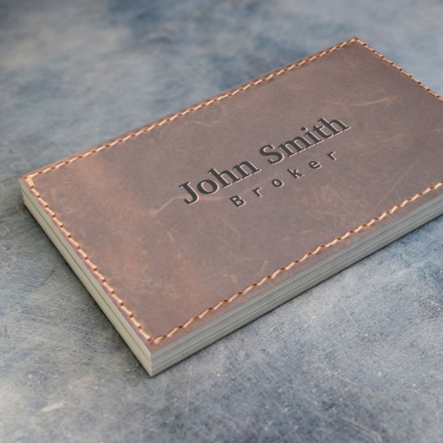 Real Estate Broker Sewed Leather Professional Business Card (Creator Uploaded)