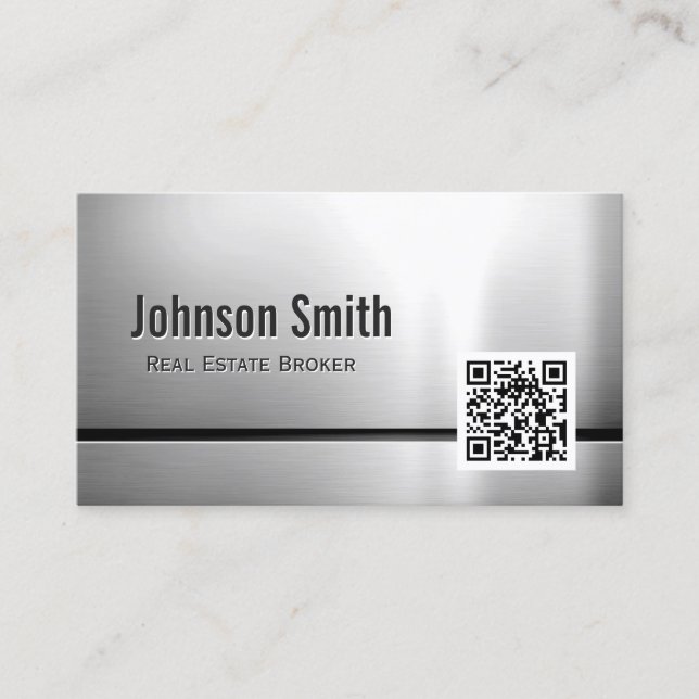 Real Estate Broker - Stainless Steel QR Code Business Card (Front)