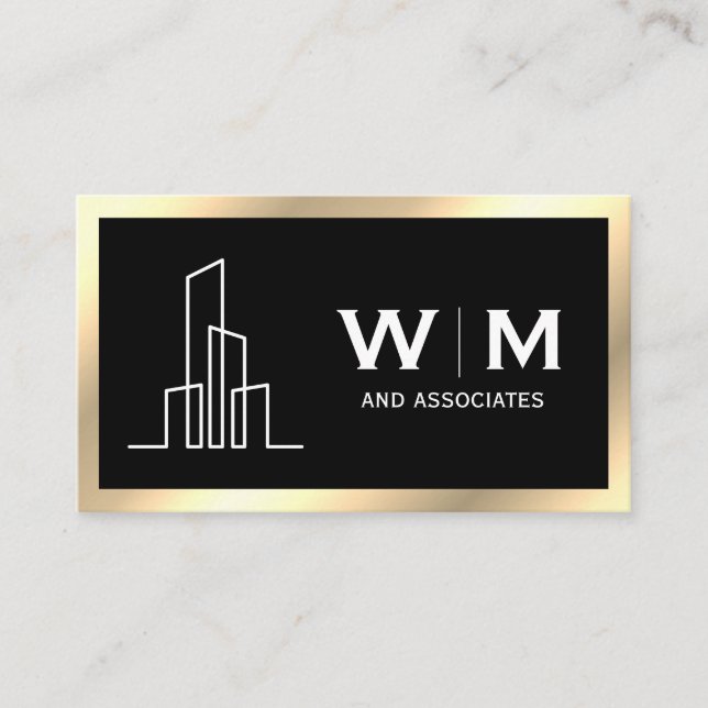 Real Estate Building Icon | Realtor Firm Executive Business Card (Front)