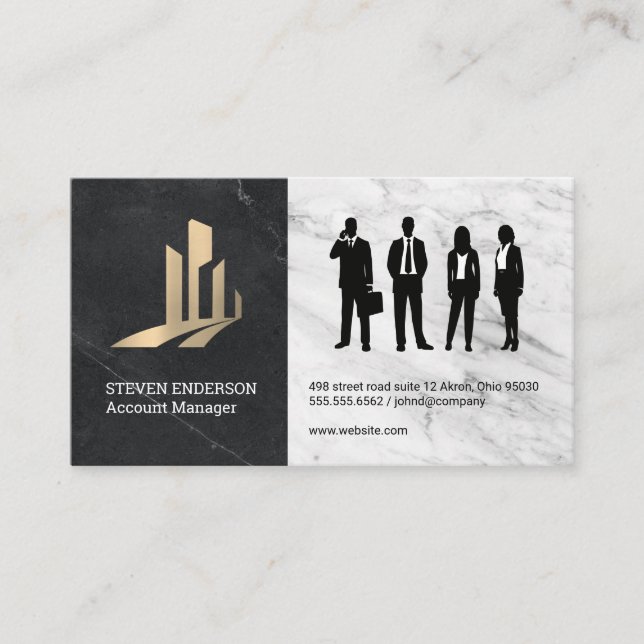 Real Estate Building Logo | Business People Business Card (Front)