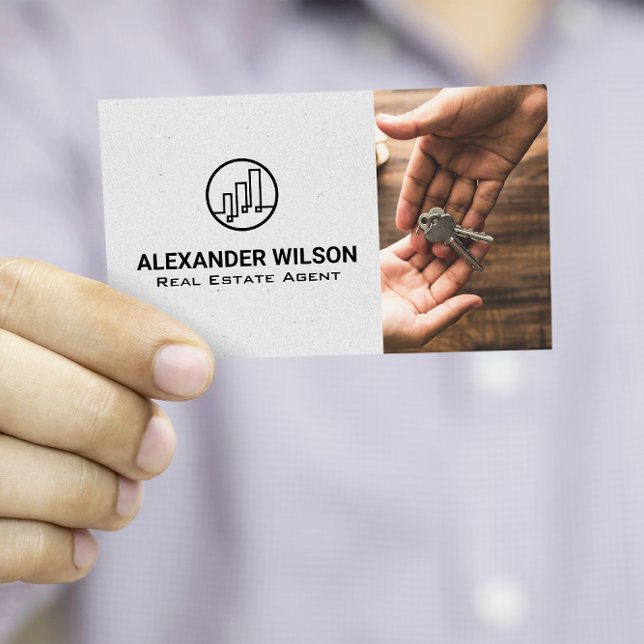 Real Estate Building Logo | Keys Handed Business C Business Card (Creator Uploaded)