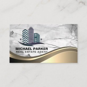 Real Estate Buildings Logo Marble Stone Business Card