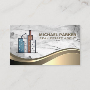 Real Estate Buildings Logo   Properties Business Card