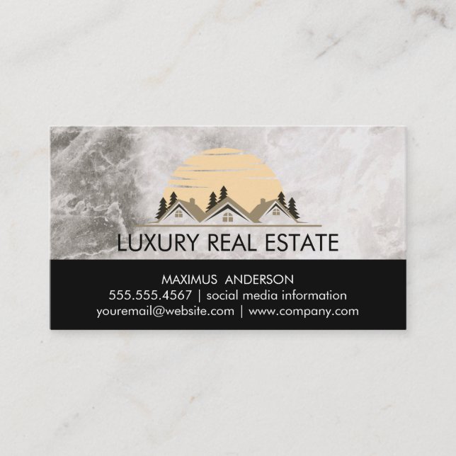Real Estate Buildings | Marble Trim Business Card (Front)