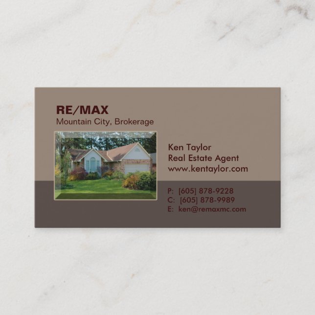 Real Estate Bungalow Home Business Card Beige (Front)