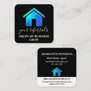 Real Estate Business Blue Gradient House  Referral Card