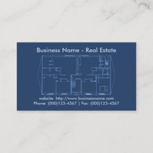 Real Estate Business Card: Floor Plan Blueprint Business Card