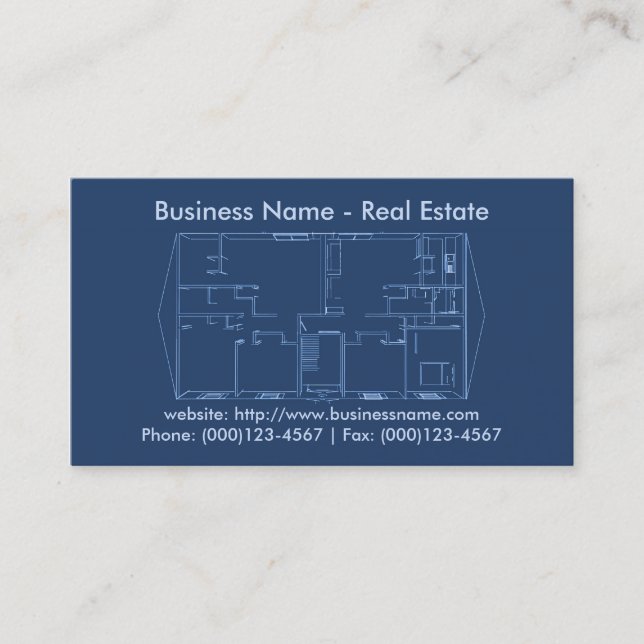 Real Estate Business Card: Floor Plan Blueprint Business Card (Front)