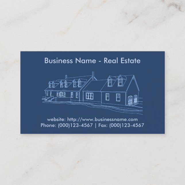Real Estate Business Card: House Blueprint Business Card (Front)