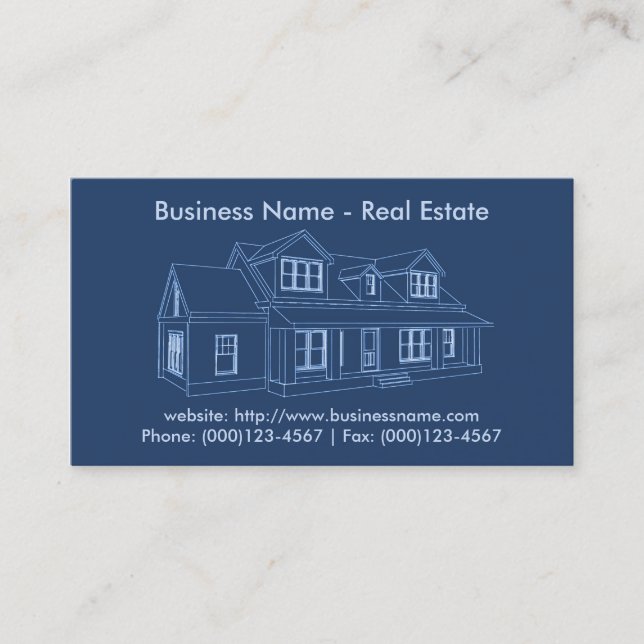 Real Estate Business Card: House Blueprint Business Card (Front)