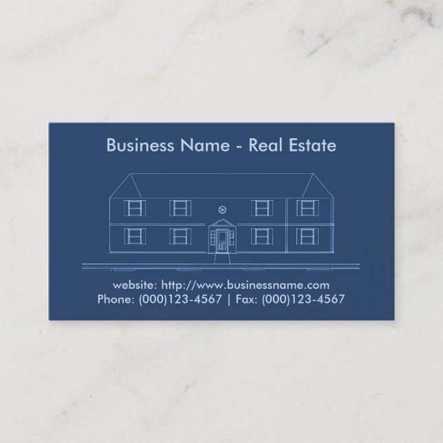 Real Estate Business Card: House Blueprint Business Card (Front)