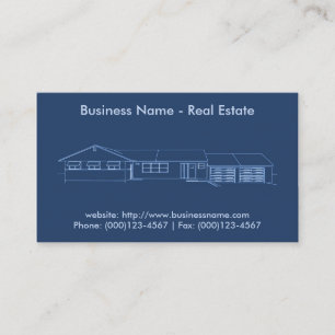 Real Estate Business Card: House Blueprint Business Card