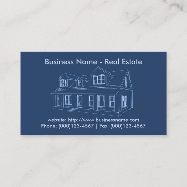 Real Estate Business Card: House Blueprint Business Card (Front)