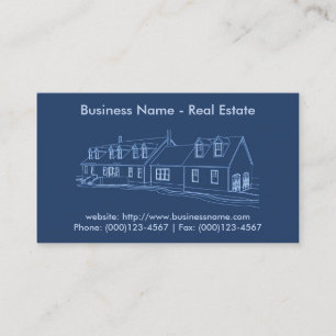 Real Estate Business Card: House Blueprint Card