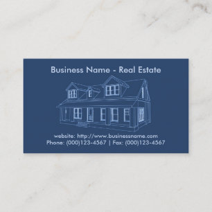 Real Estate Business Card: House Blueprint Card
