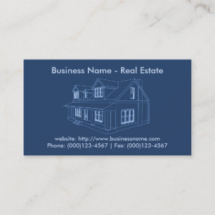 Real Estate Business Card: House Blueprint Card