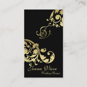 Real Estate Business Card Monogram Black & Gold