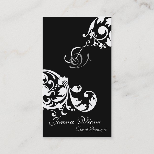Real Estate Business Card Monogram Black & White (Front)
