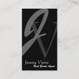 Real Estate Business Card Monogram Black & White