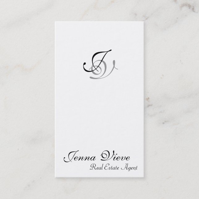 Real Estate Business Card Monogram Black & White (Front)