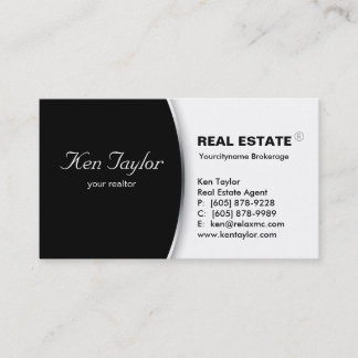 Real Estate Business Card Round Black Silver 2