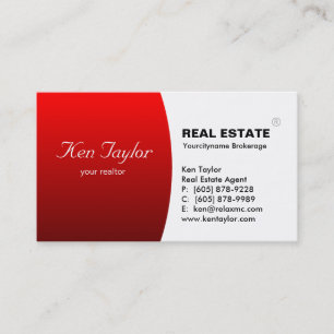 Real Estate Business Card Round Red Black White