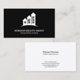 Real Estate Business Card Upward Arrow Black