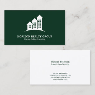 Real Estate Business Card Upward Arrow Dark Green