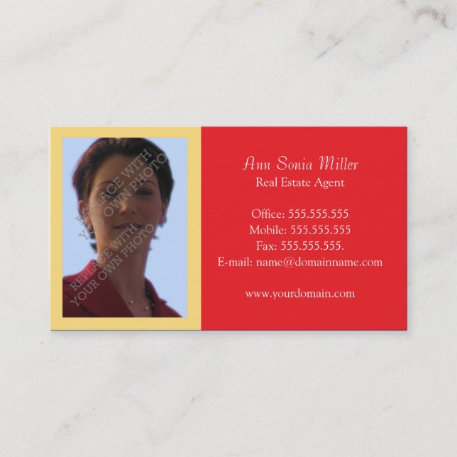 Real Estate Business Cards Template - Red Combo (Front)