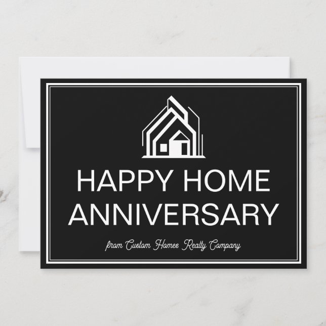 Real Estate Business Marketing Custom Black White Card (Front)