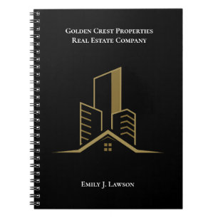 Real Estate Chic Black Gold Personalised Realtor  Notebook