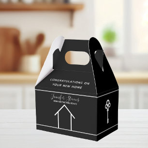 Real Estate Chic Black White Marketing Custom Favour Box
