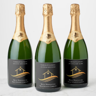 Real Estate Chic Custom Realtor Housewarming Party Sparkling Wine Label