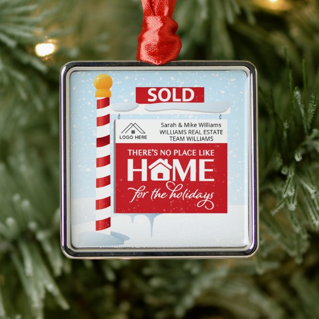 Real Estate Christmas Sold Sign Metal Tree Decoration (Tree)