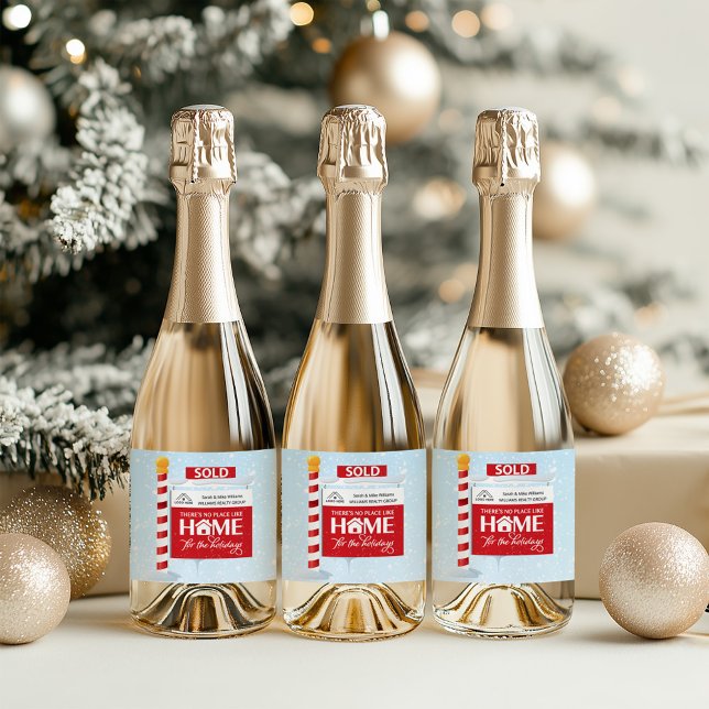Real Estate Christmas Sold Sign Sparkling Wine Label (Creator Uploaded)